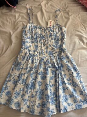 Trixxi White Mini Dress with Blue Floral Print